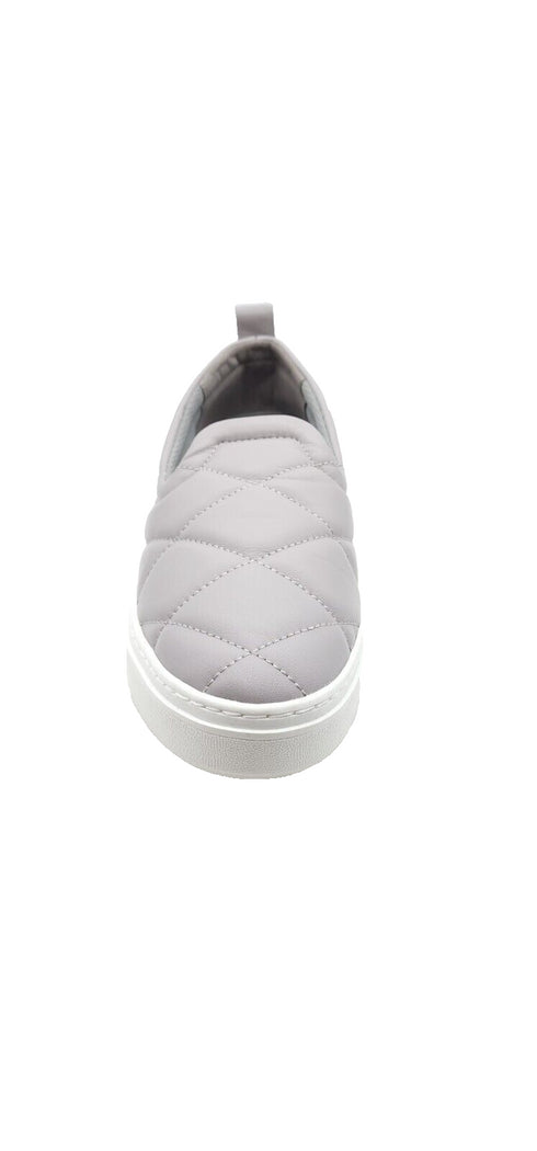 Eileen Fisher Womens Gray Quilted Poem Slip on Leather Sneakers Size 8.5M